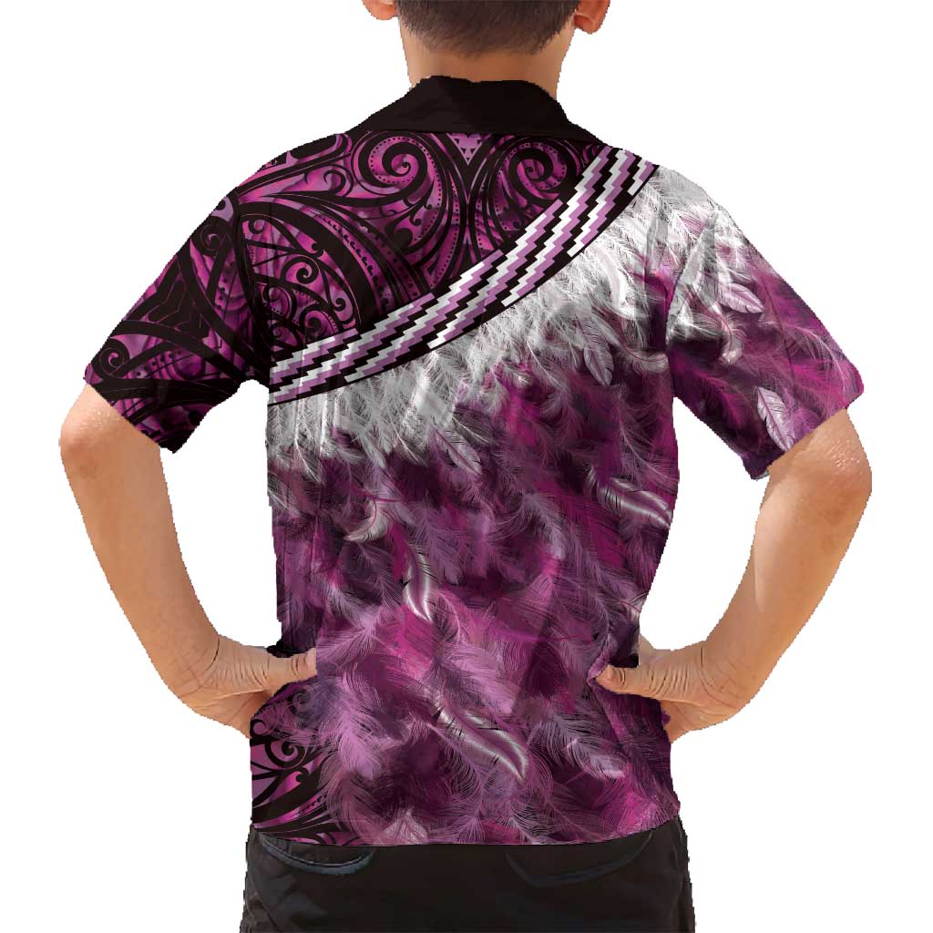 Pink Traditional Cloak Aotearoa Family Matching Summer Maxi Dress and Hawaiian Shirt Maori Paua Shell Korowai Pattern