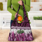 Pink Traditional Cloak Aotearoa Grocery Bag Maori Paua Shell Korowai Pattern