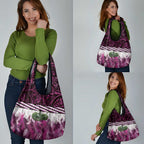 Pink Traditional Cloak Aotearoa Grocery Bag Maori Paua Shell Korowai Pattern