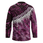 Pink Traditional Cloak Aotearoa Hockey Jersey Maori Paua Shell Korowai Pattern - Aussie Hoodie