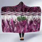 Pink Traditional Cloak Aotearoa Hooded Blanket Maori Paua Shell Korowai Pattern