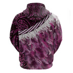 Pink Traditional Cloak Aotearoa Hoodie Maori Paua Shell Korowai Pattern