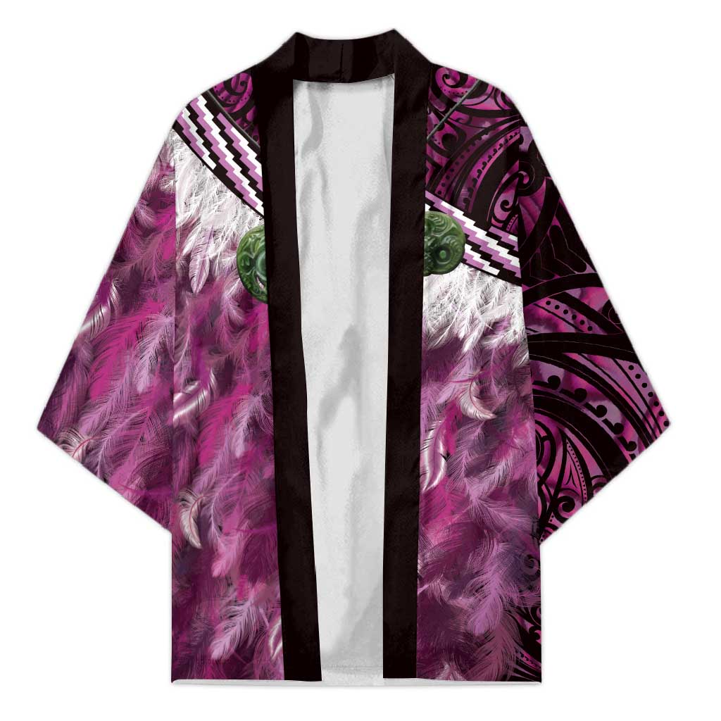 Pink Traditional Cloak Aotearoa Kimono Maori Paua Shell Korowai Pattern - Aussie Hoodie