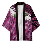 Pink Traditional Cloak Aotearoa Kimono Maori Paua Shell Korowai Pattern - Aussie Hoodie