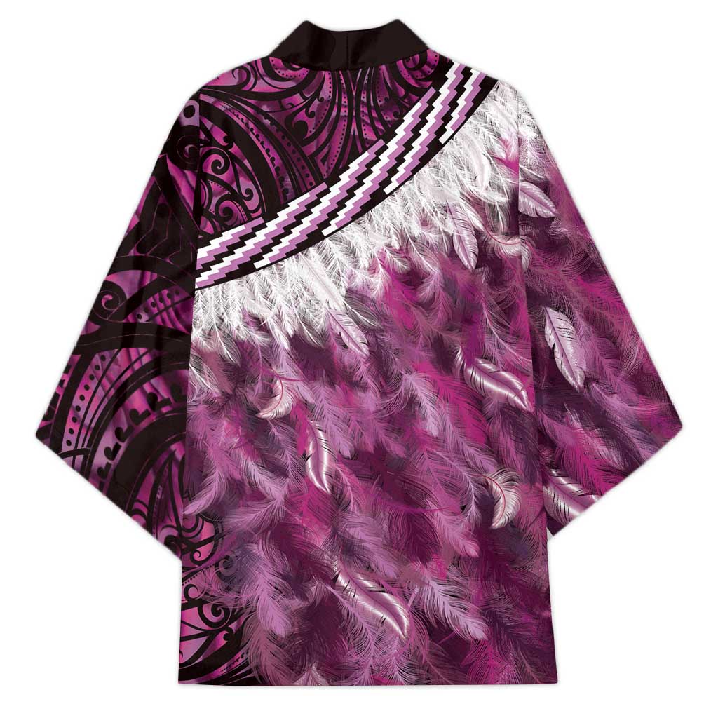 Pink Traditional Cloak Aotearoa Kimono Maori Paua Shell Korowai Pattern - Aussie Hoodie