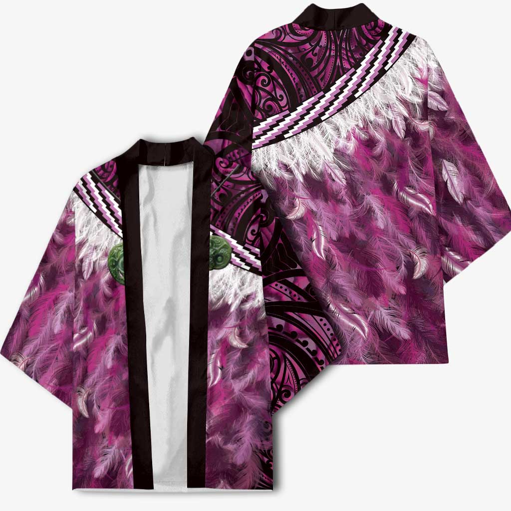Pink Traditional Cloak Aotearoa Kimono Maori Paua Shell Korowai Pattern - Aussie Hoodie