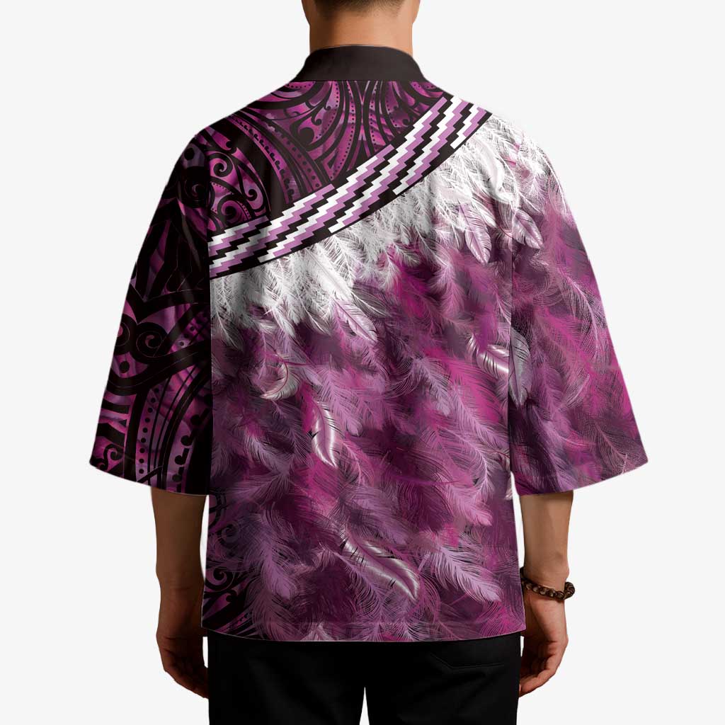 Pink Traditional Cloak Aotearoa Kimono Maori Paua Shell Korowai Pattern - Aussie Hoodie
