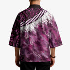 Pink Traditional Cloak Aotearoa Kimono Maori Paua Shell Korowai Pattern - Aussie Hoodie
