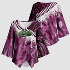 Pink Traditional Cloak Aotearoa Kimono Sleeve Blouse Maori Paua Shell Korowai Pattern - Aussie Hoodie