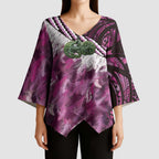 Pink Traditional Cloak Aotearoa Kimono Sleeve Blouse Maori Paua Shell Korowai Pattern - Aussie Hoodie
