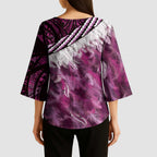 Pink Traditional Cloak Aotearoa Kimono Sleeve Blouse Maori Paua Shell Korowai Pattern - Aussie Hoodie