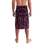 Pink Traditional Cloak Aotearoa Lavalava Maori Paua Shell Korowai Pattern