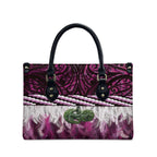 Pink Traditional Cloak Aotearoa Leather Bag Maori Paua Shell Korowai Pattern - Aussie Hoodie