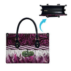 Pink Traditional Cloak Aotearoa Leather Bag Maori Paua Shell Korowai Pattern - Aussie Hoodie
