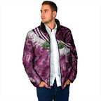 Pink Traditional Cloak Aotearoa Padded Jacket Maori Paua Shell Korowai Pattern - Aussie Hoodie