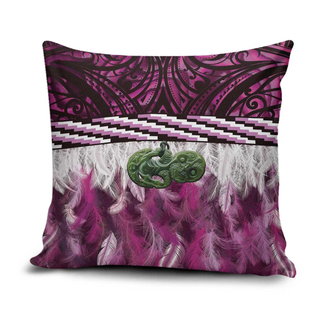 Pink Traditional Cloak Aotearoa Pillow Cover Maori Paua Shell Korowai Pattern - Aussie Hoodie