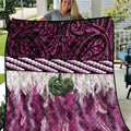 Pink Traditional Cloak Aotearoa Quilt Maori Paua Shell Korowai Pattern