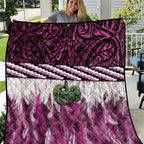 Pink Traditional Cloak Aotearoa Quilt Maori Paua Shell Korowai Pattern