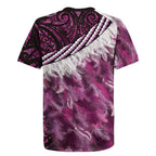 Pink Traditional Cloak Aotearoa Rugby Jersey Maori Paua Shell Korowai Pattern