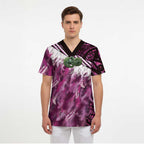 Pink Traditional Cloak Aotearoa Scrub Top Maori Paua Shell Korowai Pattern - Aussie Hoodie