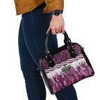 Pink Traditional Cloak Aotearoa Shoulder Handbag Maori Paua Shell Korowai Pattern