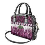 Pink Traditional Cloak Aotearoa Shoulder Handbag Maori Paua Shell Korowai Pattern