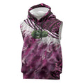 Pink Traditional Cloak Aotearoa Sleeveless Hoodie Maori Paua Shell Korowai Pattern - Aussie Hoodie