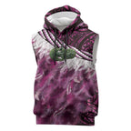 Pink Traditional Cloak Aotearoa Sleeveless Hoodie Maori Paua Shell Korowai Pattern - Aussie Hoodie