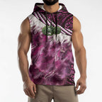 Pink Traditional Cloak Aotearoa Sleeveless Hoodie Maori Paua Shell Korowai Pattern - Aussie Hoodie