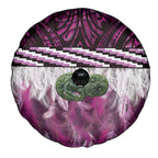 Pink Traditional Cloak Aotearoa Spare Tire Cover Maori Paua Shell Korowai Pattern
