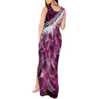 Pink Traditional Cloak Aotearoa Tank Maxi Dress Maori Paua Shell Korowai Pattern