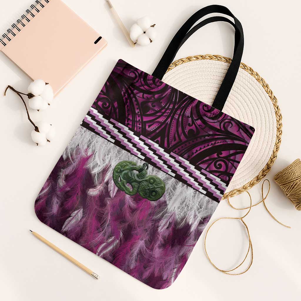 Pink Traditional Cloak Aotearoa Tote Bag Maori Paua Shell Korowai Pattern - Aussie Hoodie