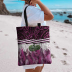Pink Traditional Cloak Aotearoa Tote Bag Maori Paua Shell Korowai Pattern - Aussie Hoodie