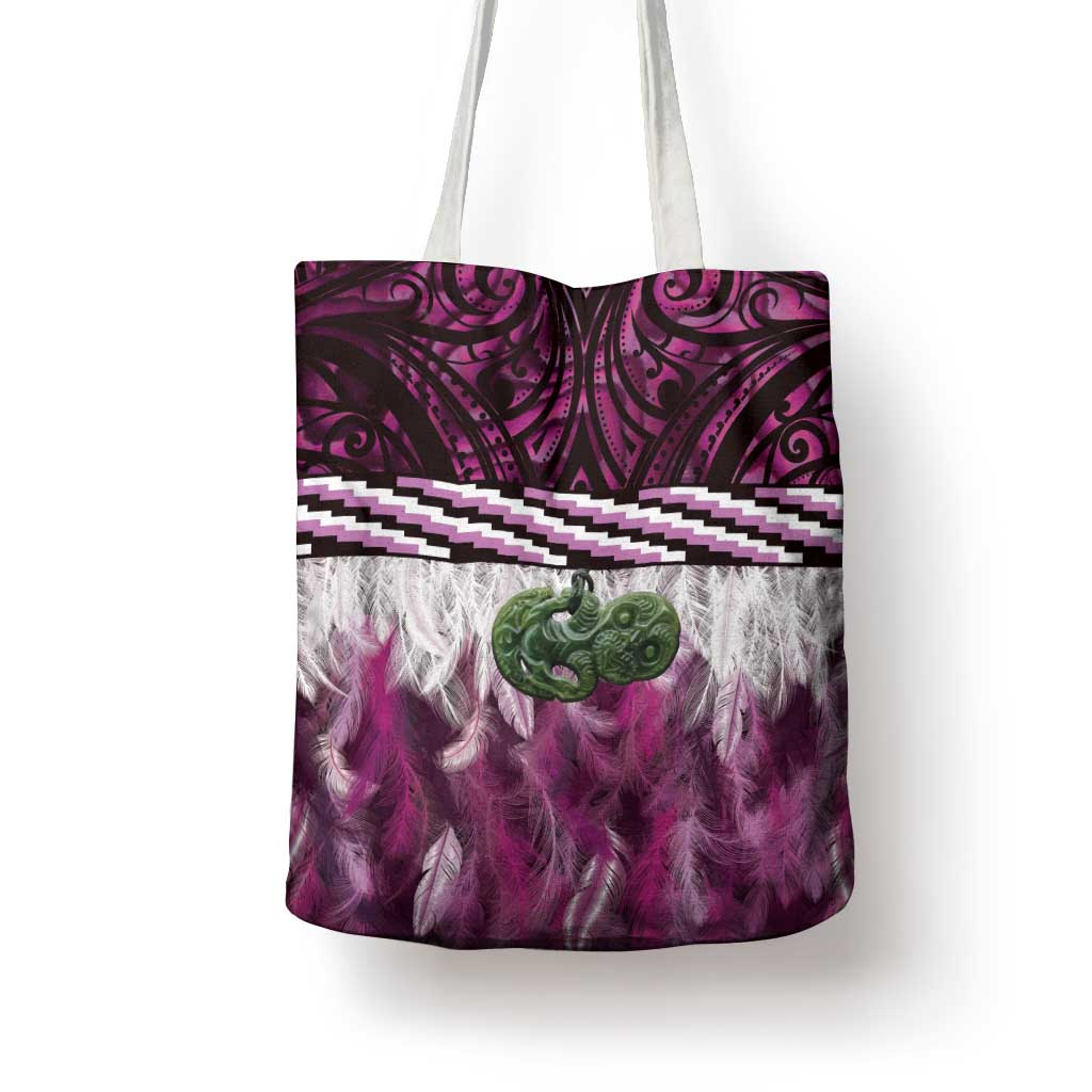 Pink Traditional Cloak Aotearoa Tote Bag Maori Paua Shell Korowai Pattern - Aussie Hoodie