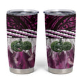 Pink Traditional Cloak Aotearoa Tumbler Cup Maori Paua Shell Korowai Pattern
