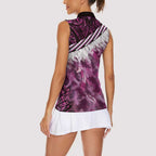 Pink Traditional Cloak Aotearoa Women Sleeveless Polo Shirt Maori Paua Shell Korowai Pattern