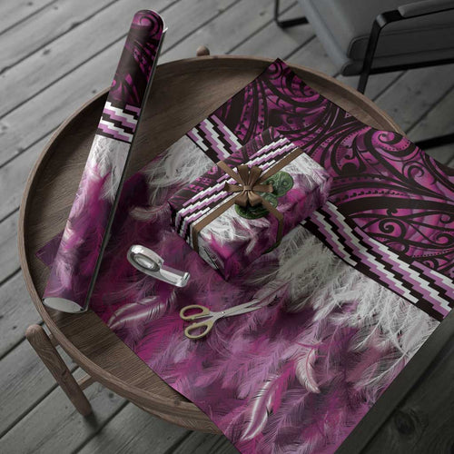Pink Traditional Cloak Aotearoa Wrapping Paper Maori Paua Shell Korowai Pattern - Aussie Hoodie