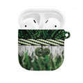 Green Traditional Cloak Aotearoa AirPods Case Maori Paua Shell Korowai Pattern - Aussie Hoodie