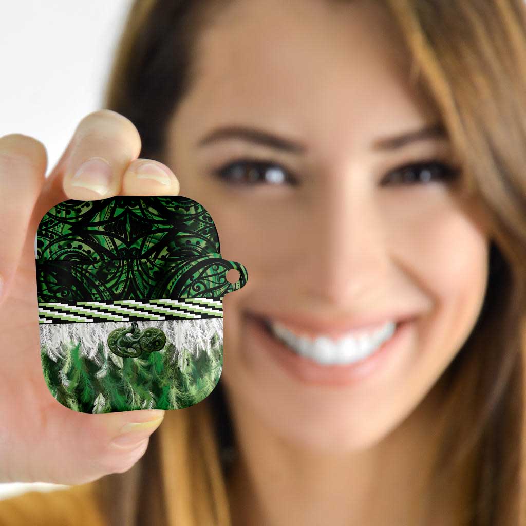 Green Traditional Cloak Aotearoa AirPods Case Maori Paua Shell Korowai Pattern - Aussie Hoodie