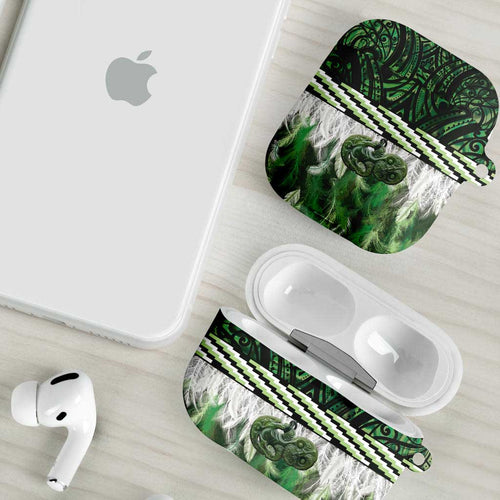 Green Traditional Cloak Aotearoa AirPods Case Maori Paua Shell Korowai Pattern - Aussie Hoodie