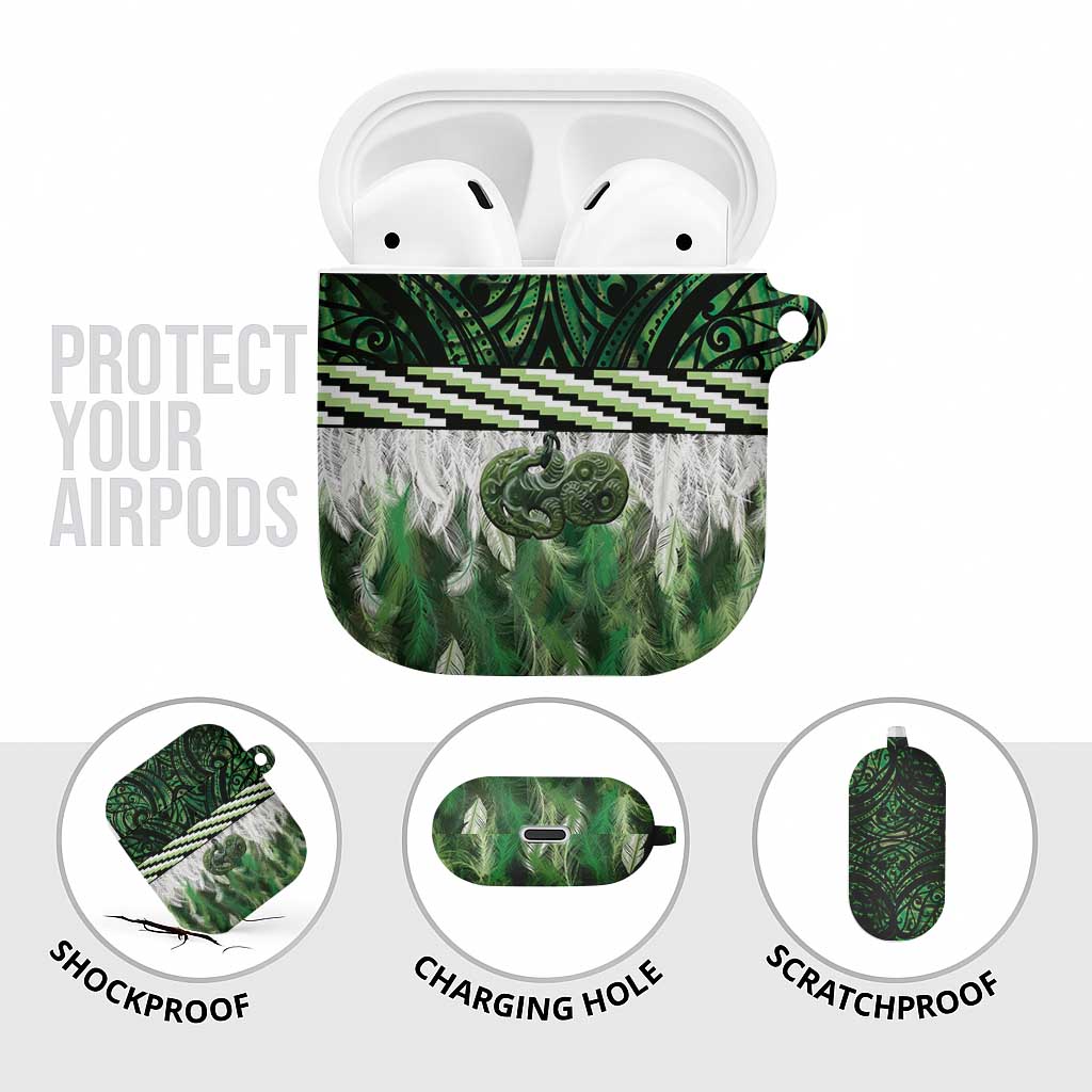 Green Traditional Cloak Aotearoa AirPods Case Maori Paua Shell Korowai Pattern - Aussie Hoodie