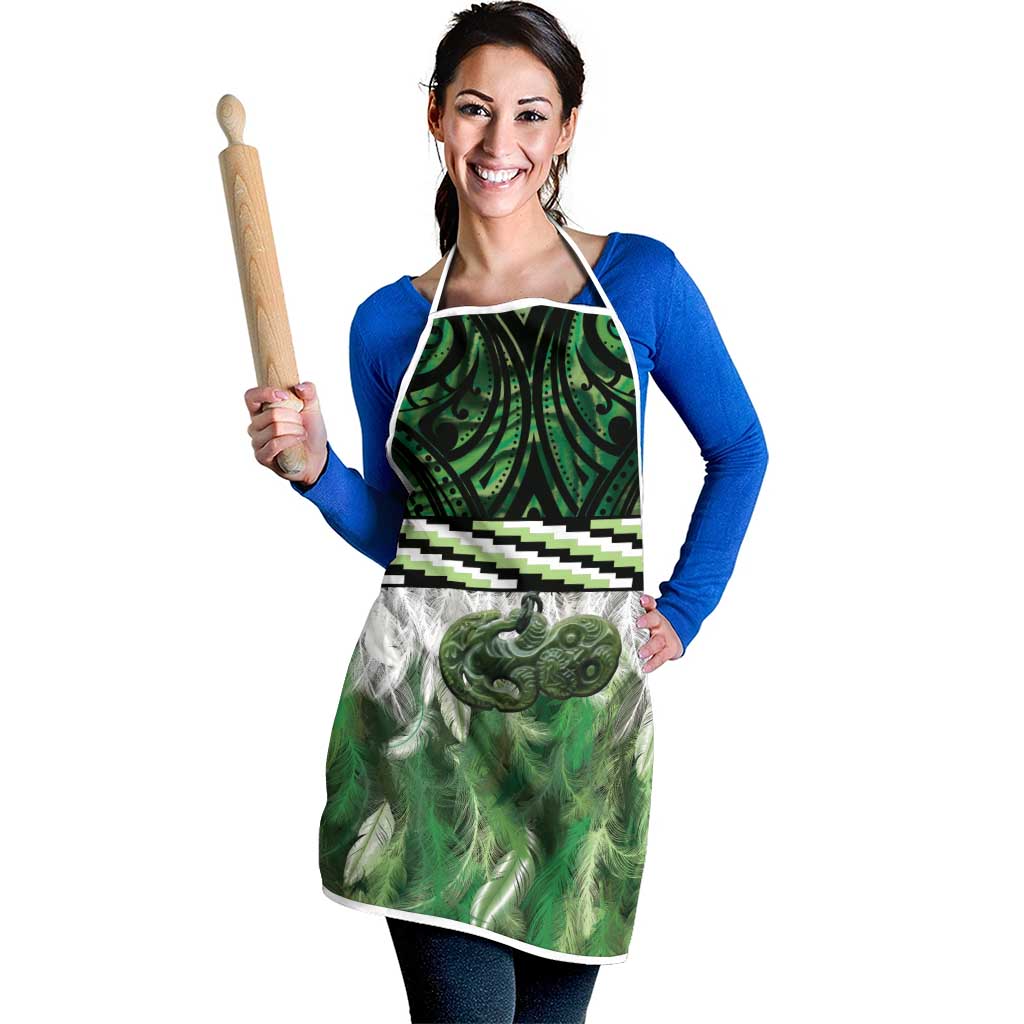 Green Traditional Cloak Aotearoa Apron Maori Paua Shell Korowai Pattern - Aussie Hoodie