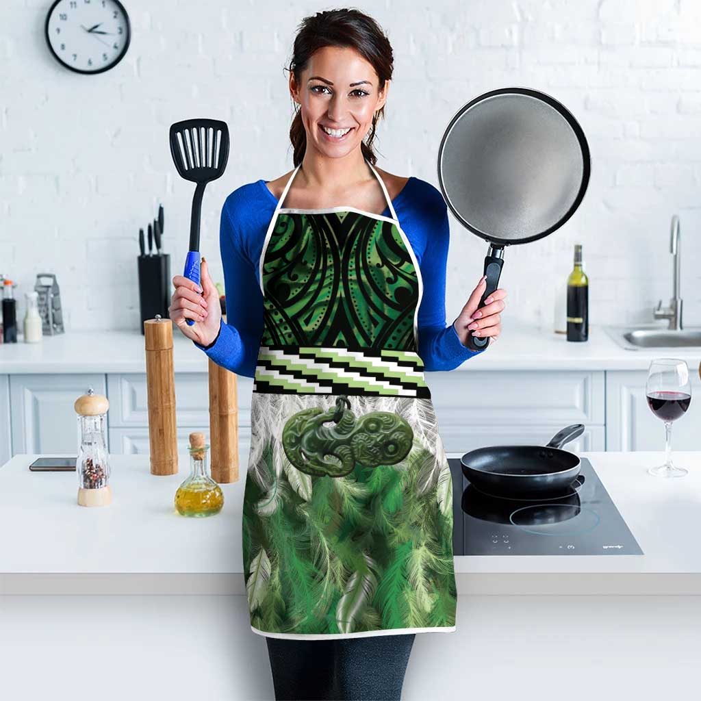 Green Traditional Cloak Aotearoa Apron Maori Paua Shell Korowai Pattern - Aussie Hoodie