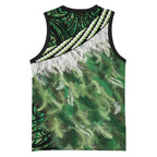 Green Traditional Cloak Aotearoa Basketball Jersey Maori Paua Shell Korowai Pattern - Aussie Hoodie