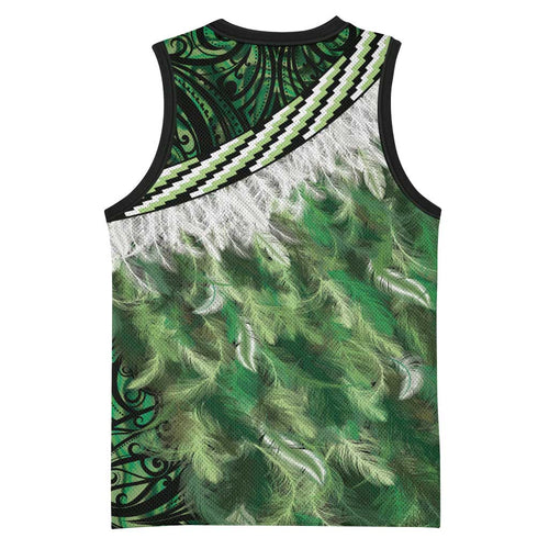 Green Traditional Cloak Aotearoa Basketball Jersey Maori Paua Shell Korowai Pattern - Aussie Hoodie