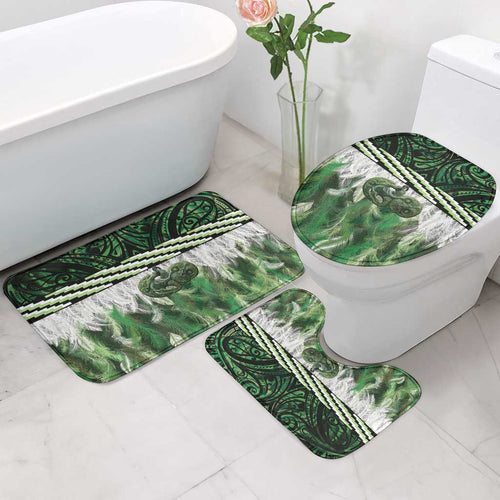 Green Traditional Cloak Aotearoa Bathroom Set Maori Paua Shell Korowai Pattern - Aussie Hoodie