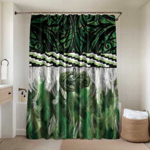 Green Traditional Cloak Aotearoa Bathroom Set Maori Paua Shell Korowai Pattern - Aussie Hoodie