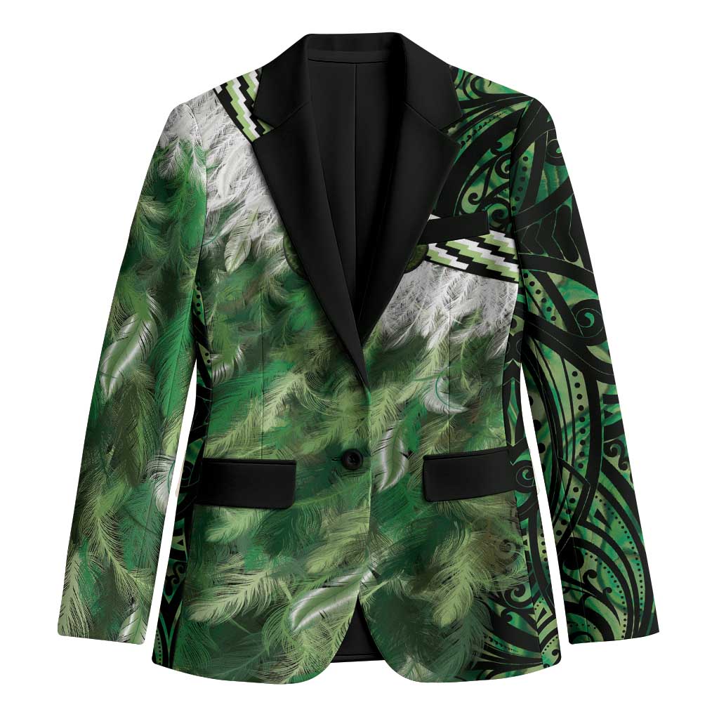 Green Traditional Cloak Aotearoa Blazer Maori Paua Shell Korowai Pattern - Aussie Hoodie
