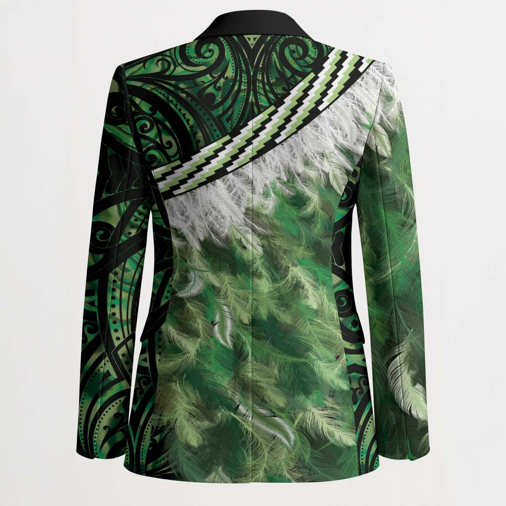 Green Traditional Cloak Aotearoa Blazer Maori Paua Shell Korowai Pattern - Aussie Hoodie