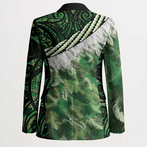 Green Traditional Cloak Aotearoa Blazer Maori Paua Shell Korowai Pattern - Aussie Hoodie